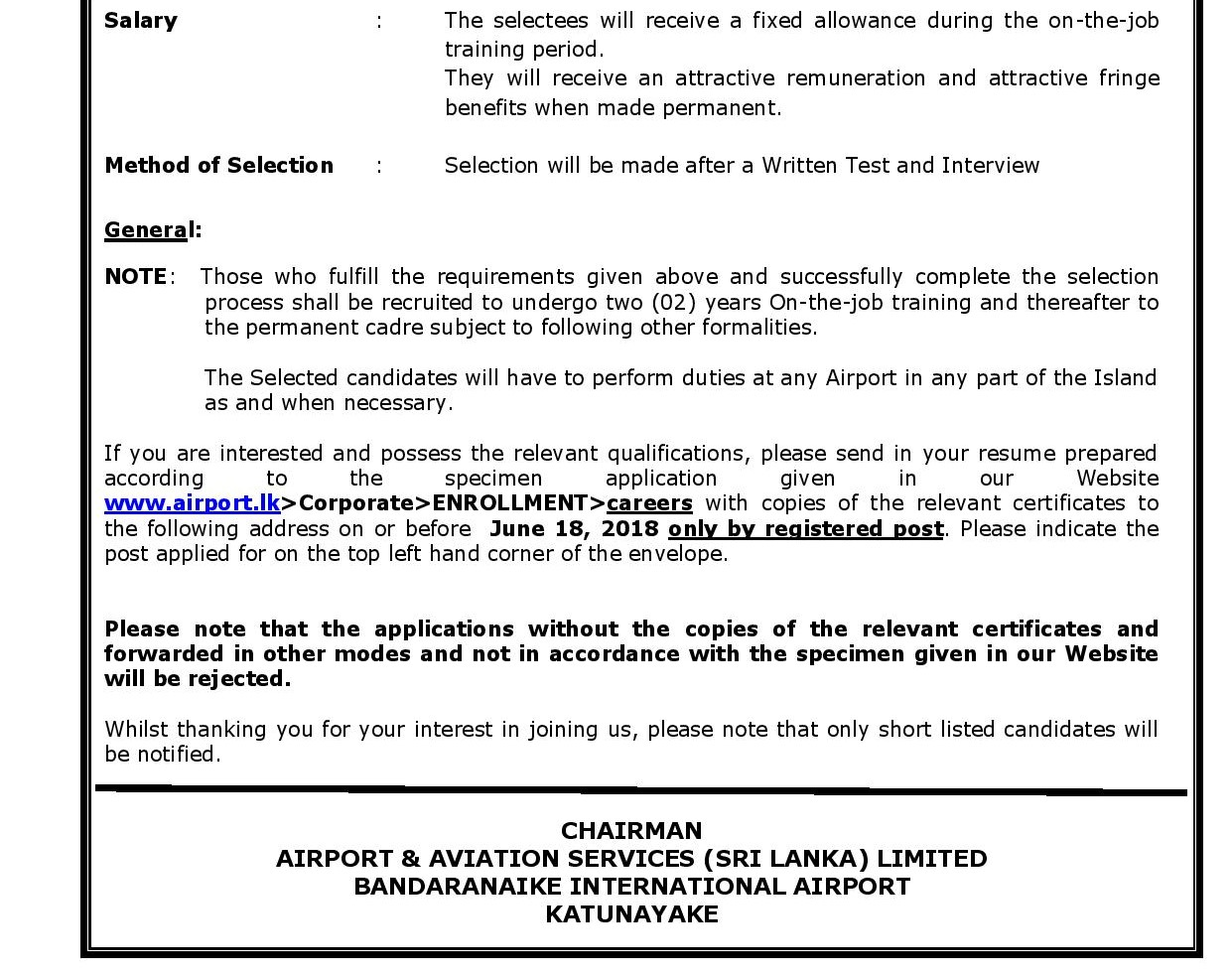 Trainee Airport Services Assistant - Airport & Aviation Services (Sri Lanka) Ltd